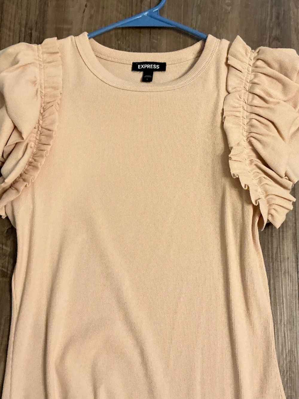 Express Ruffle Sleeve Ribbed Dress, size S